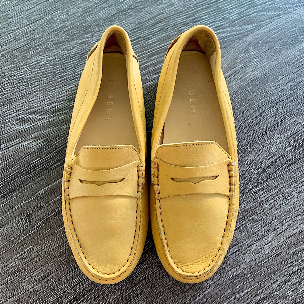 M. Gemi Italian Leather Loafers in Yellow